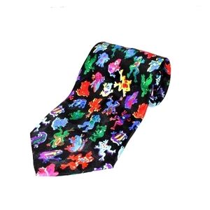 Beverly hills polo club frog notif neck tie black background red blue yellow